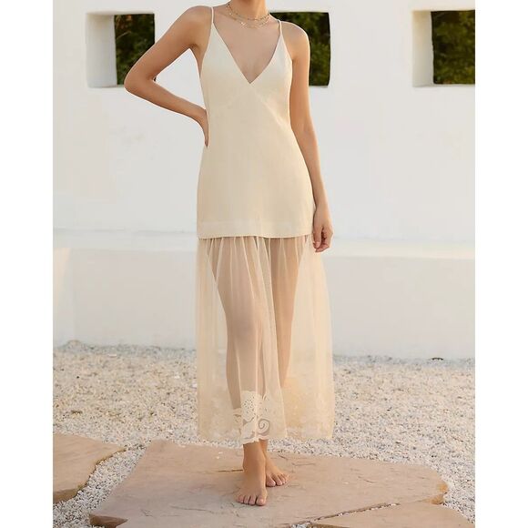 Anthropologie Dresses & Skirts - By Anthropologie Celandine Sleeveless Sheer Linen Maxi Slip Dress XSP 287022